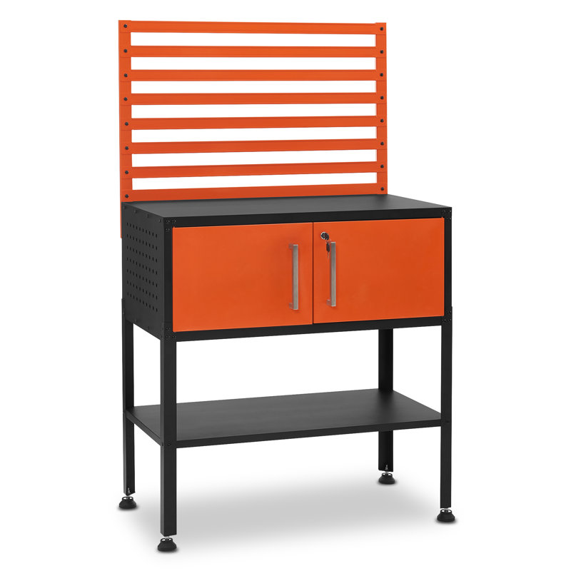 Établi à plateau en acier Jordahl, Orange / Noir