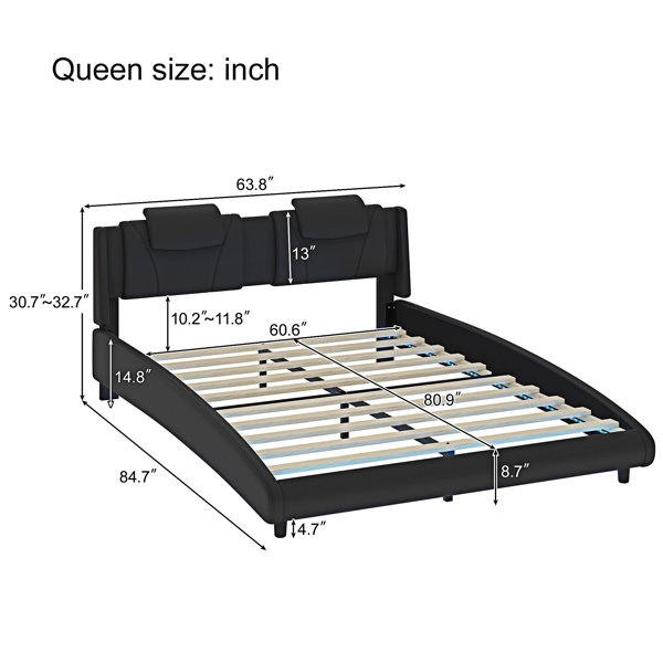 Ophelia & Co. Modern Upholstered Platm Bed Frame with LED Light ...