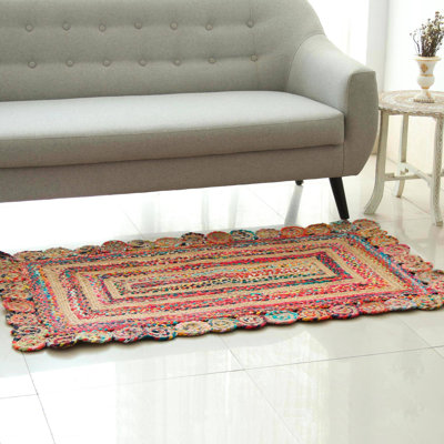 Tapis beige/brun poils longs géométrique fait main Ruddock