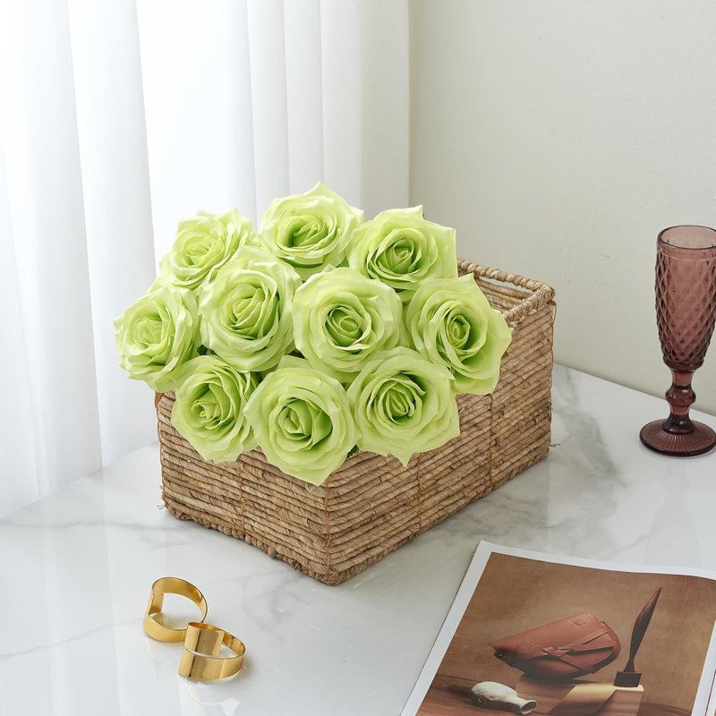 Bouquet de fleurs artificielles 10 pièces, Vert clair