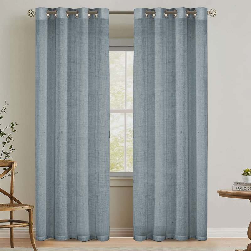Rideaux en lin à œillets pour salon 2 rideaux semi-transparents semi-transparents de style campagnard rustique Boho Rideau de chambre à coucher mousseline aspect filtrant la lumière