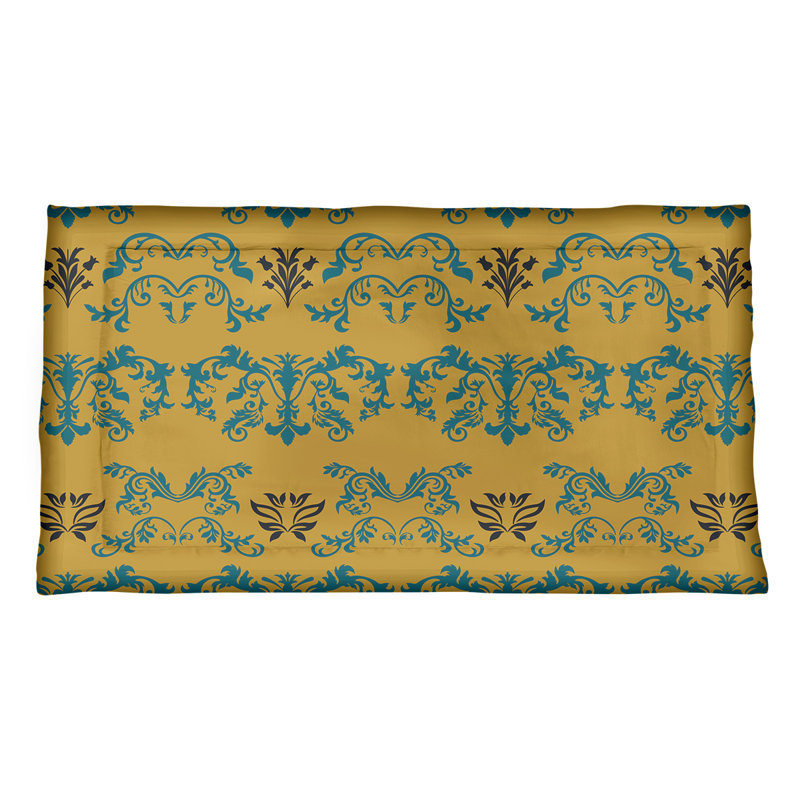 Football Baroque Pattern Pillow Sham, Standard, Polyester, Gold/Blue/Black