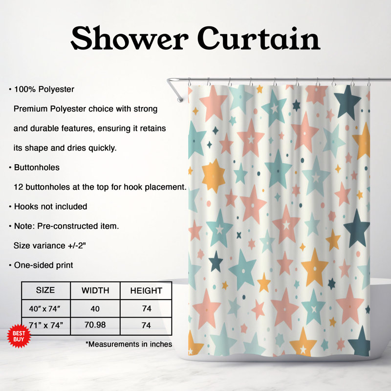Rideau de douche standard 1 pièce School Day Vibes, H 74 po x l 71 po