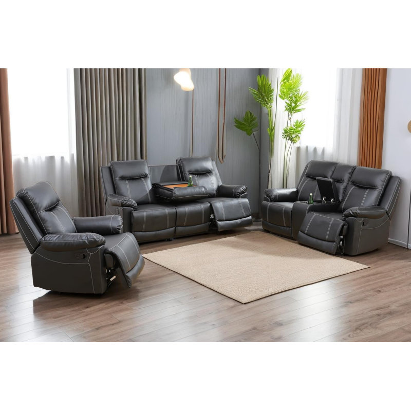 Ensemble de salon en similicuir 3 pièces Liham