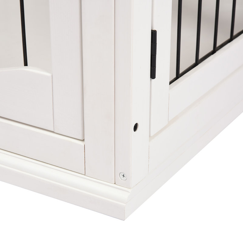 Brice Dog Crate Puppy Cage End Table Design for Medium Dog, White