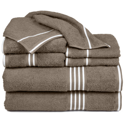 Ensemble de serviettes 8 pièces Bremen - Accessoires de salle de bain en coton avec 2 serviettes de bain, 2 serviettes à mains, 2 débarbouillettes et 2 serviettes essuie-doigts