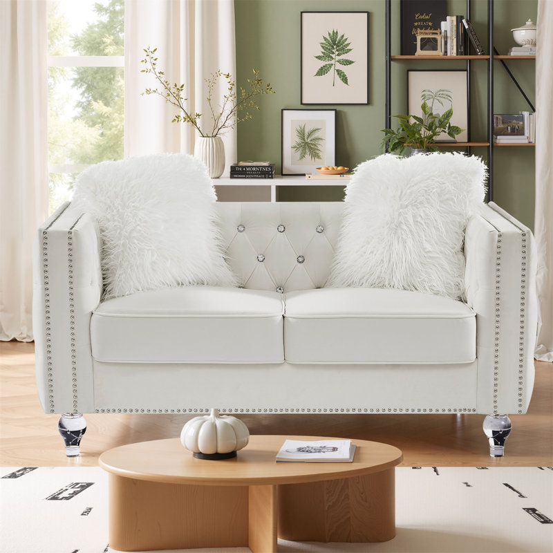 Paco 74" Fabric Sofa with Spring Cushion, Modern Couch with Deep Seat, Sofa for Bedroom, Living Room, Beige