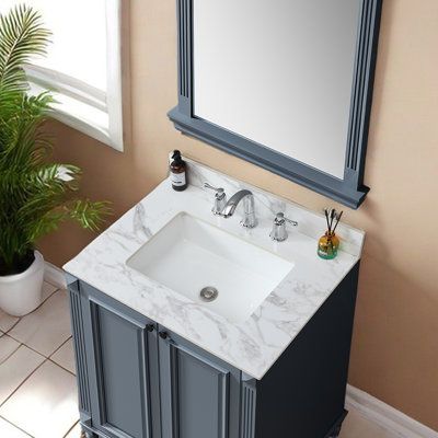 Sintered Stone Bathroom Vanity Top 31"X22" - White Ceramic Undermount Sink, Easy To Clean Surface Sink White, With Fits Various Themes And Styles