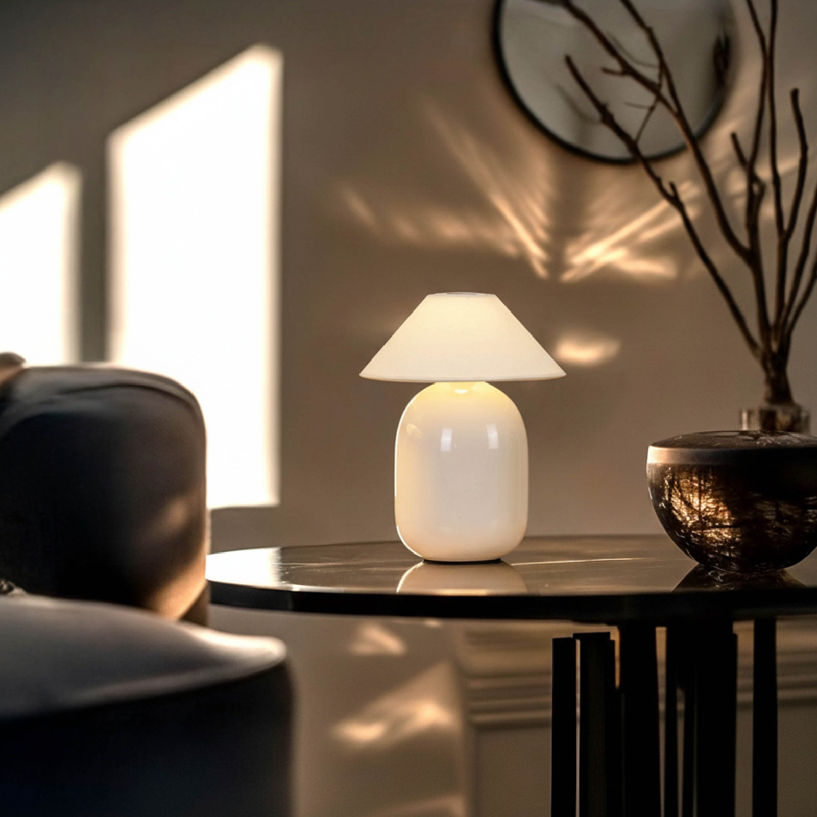 Carothers Ceramic Bedside Lamp, White, White