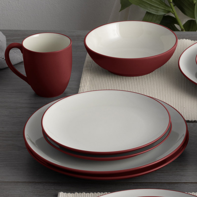 Noritake Colorwave 16-Piece Coupe Dinnerware Set, Service for 4, Raspberry