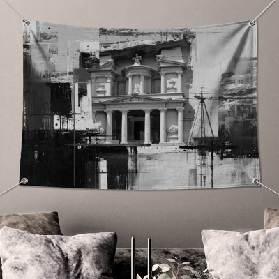 Historic Monument Facade Wall Tapestry - Architecture Wall Decor