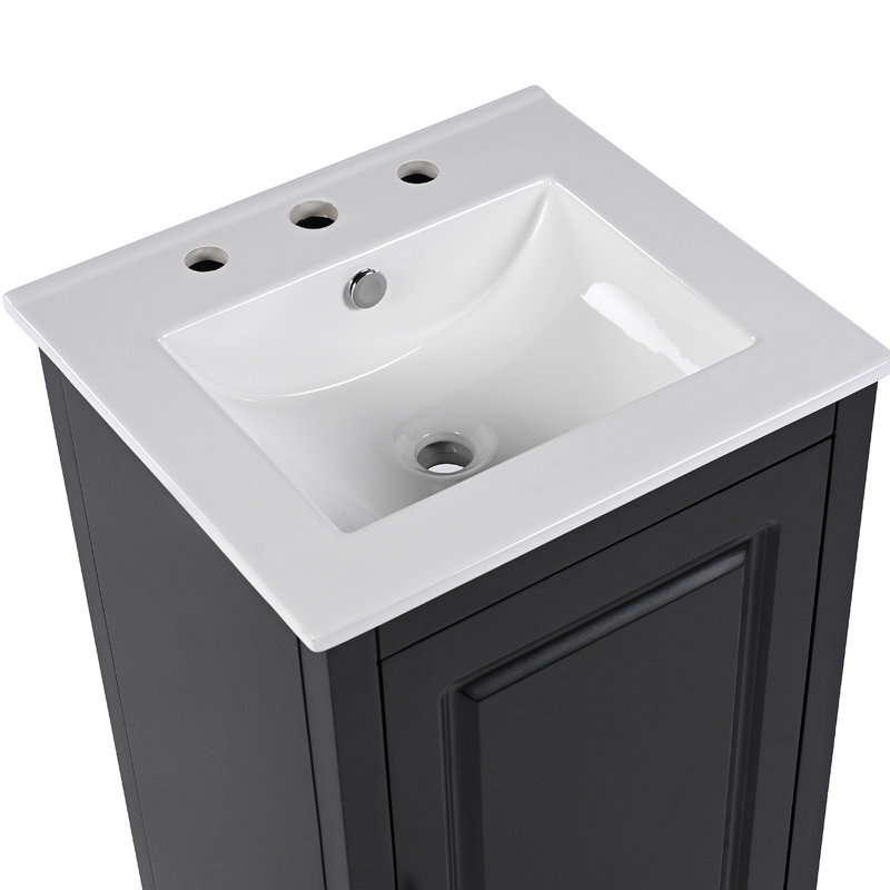 Meuble-lavabo de 20,3 po avec lavabo, tiroir fonctionnel, tablette de porte, porte à fermeture douce, noir