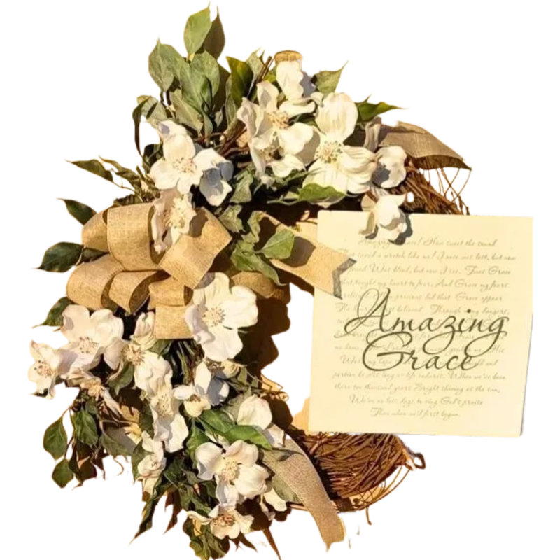 Handcrafted Faux Dogwood 20'' Wreath