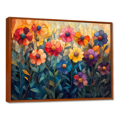 Irruj prairie géométrique aux teintes mélangées Wildflower Cubist II - fleurs sauvages, art mural
