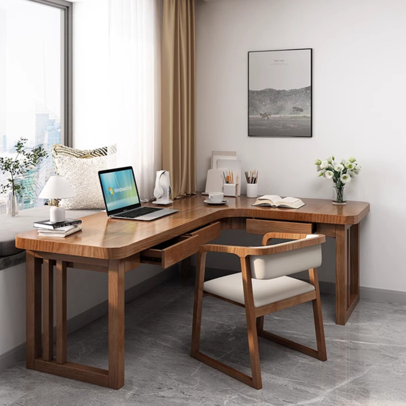 Tiroirs de bureau en L en bois massif, H 29,53 po x l 62,99 po x P 47,24 po