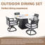 Ensemble de patio moderne 5 pièces - table en marbre grec et chaises pivotantes à 360 ° - aluminium toutes saisons et tissu Sunbrella