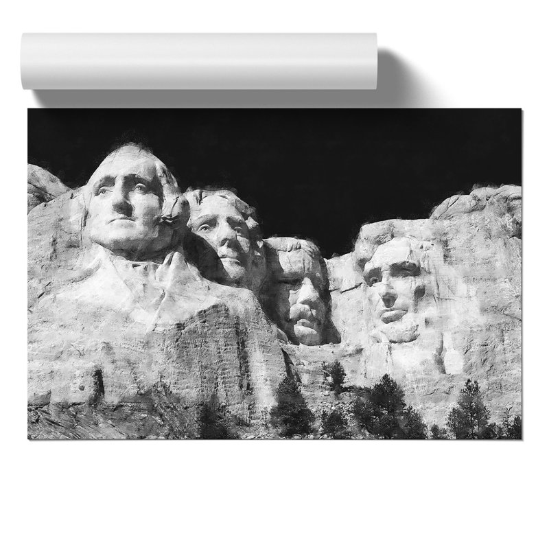 Mount Rushmore Painting - Frameless Print, 30cm H x 42cm W x 0.1cm D