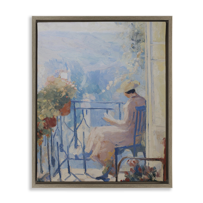 Cadre flottant lecture au soleil, design par Svetlana Aleynikova, H 21 po x l 17 po, Cadre flottant orme Montalcino