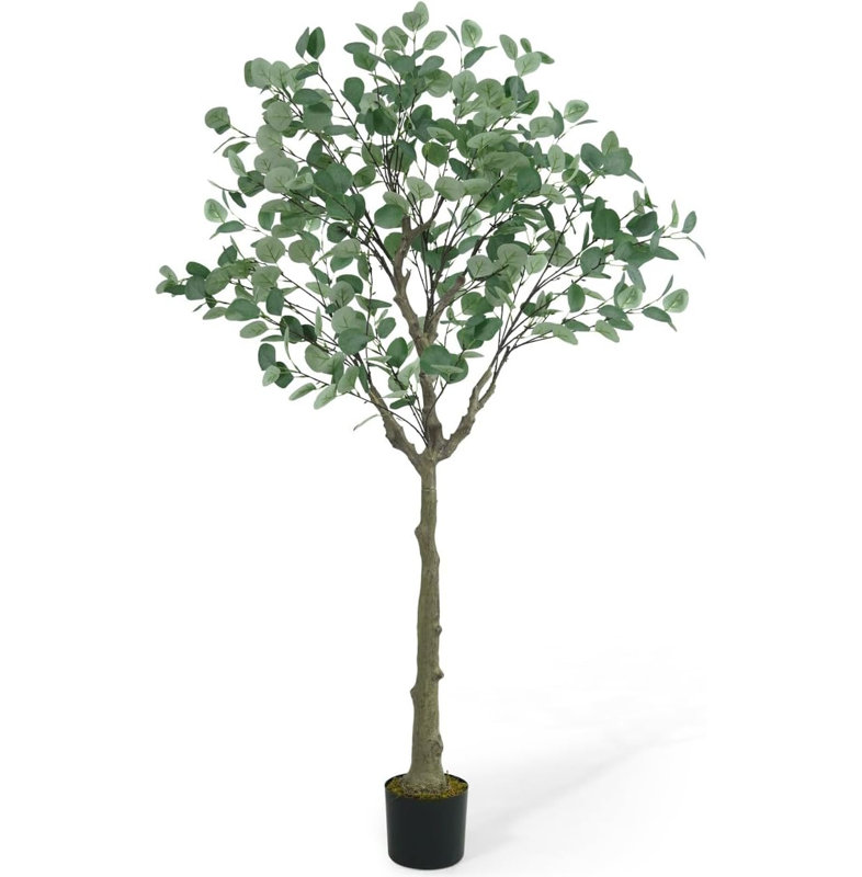 Eucalyptus artificiel CAPHAUS, verdure artificielle résistante aux rayons UV en pot, 4/5/6 pieds, H 60 po x l 6 po x P 4,9 po