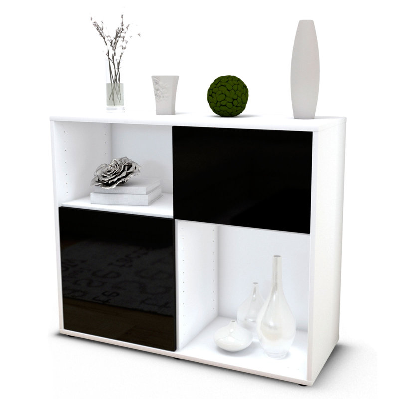Ramsell 92cm Sideboard, White/High-gloss black