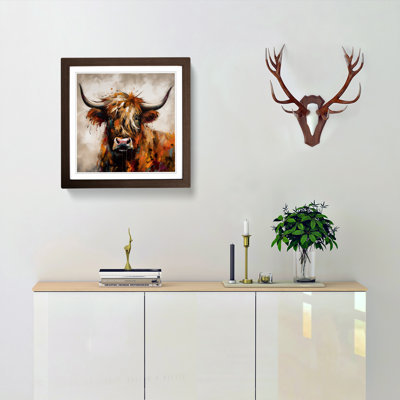 Highland Cow Abstract Framed Print