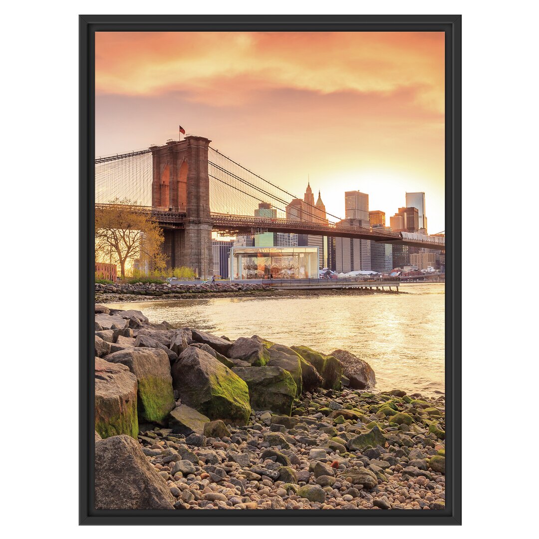 Gerahmtes Wandbild Brooklyn Bridge Sonnenuntergang