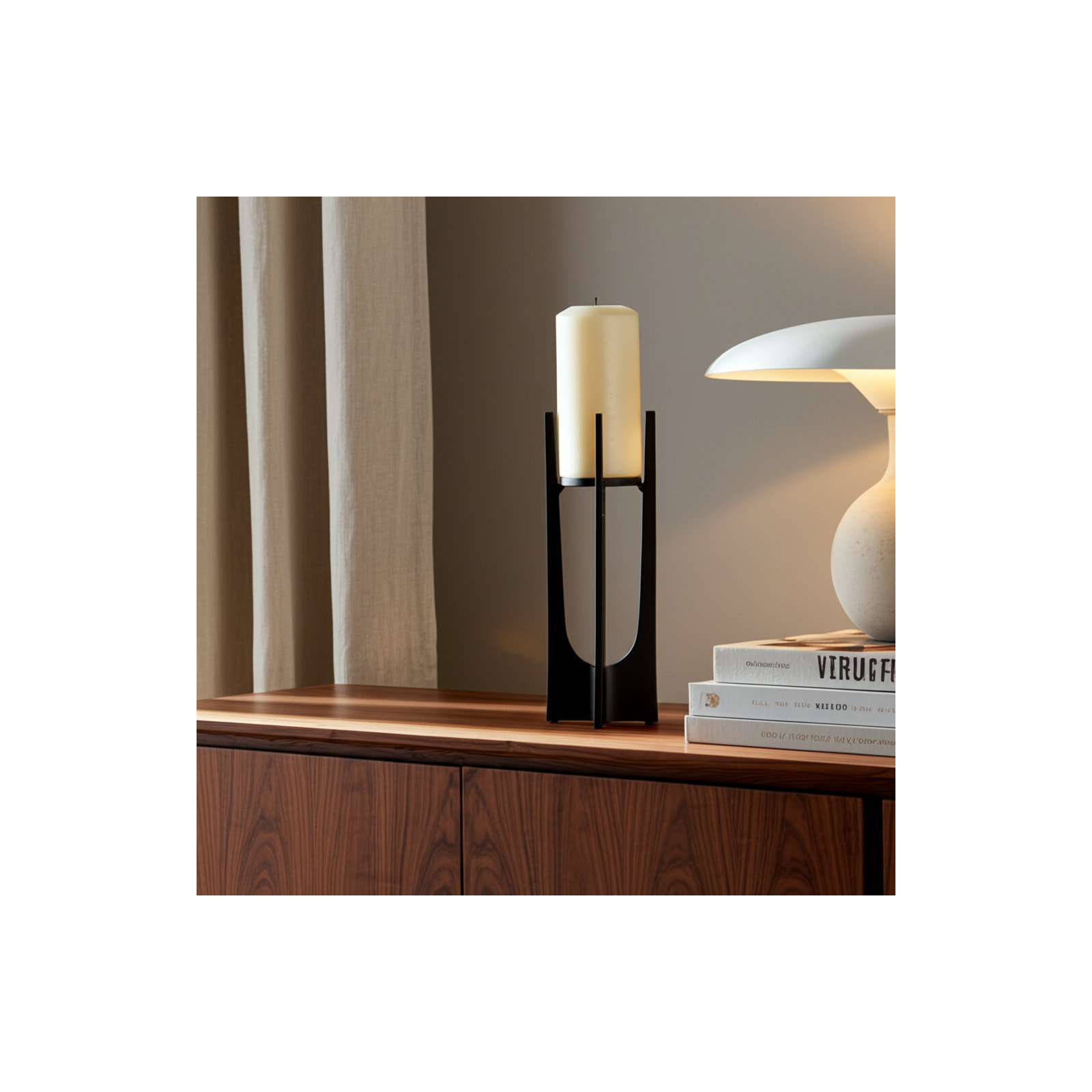 Modern Metal Solid Pillar Candle Holder, Gold, 16" H x 5" W x 5" D