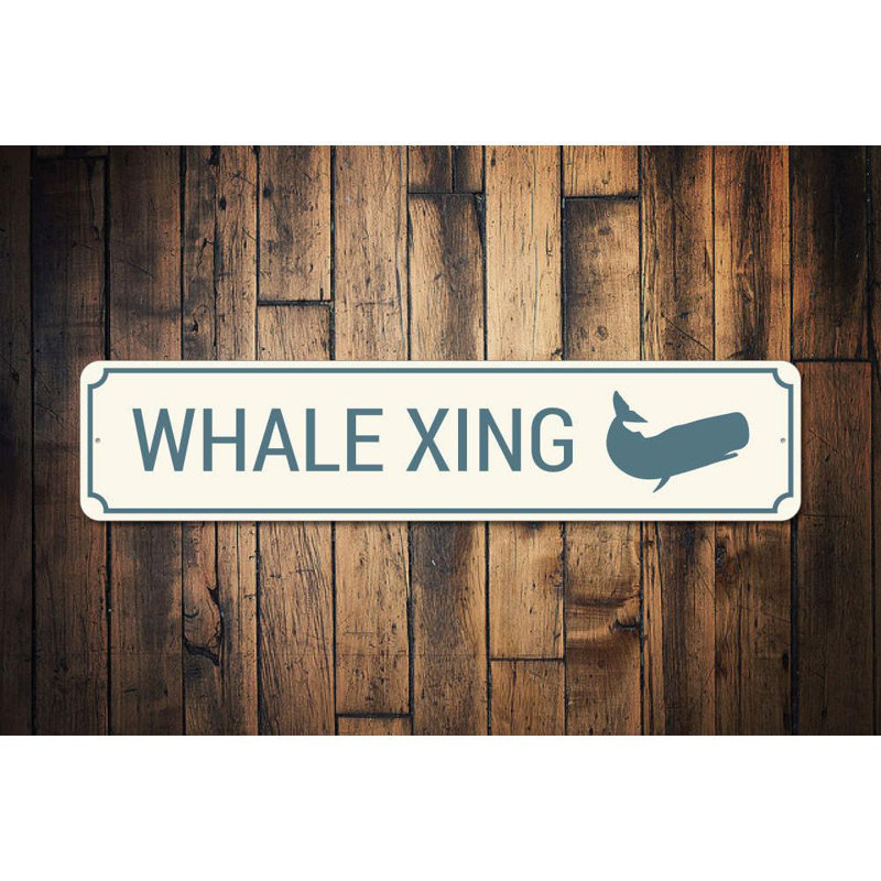 Enseigne baleine en aluminium, H 6 po x l 24 po x P 0,06 po