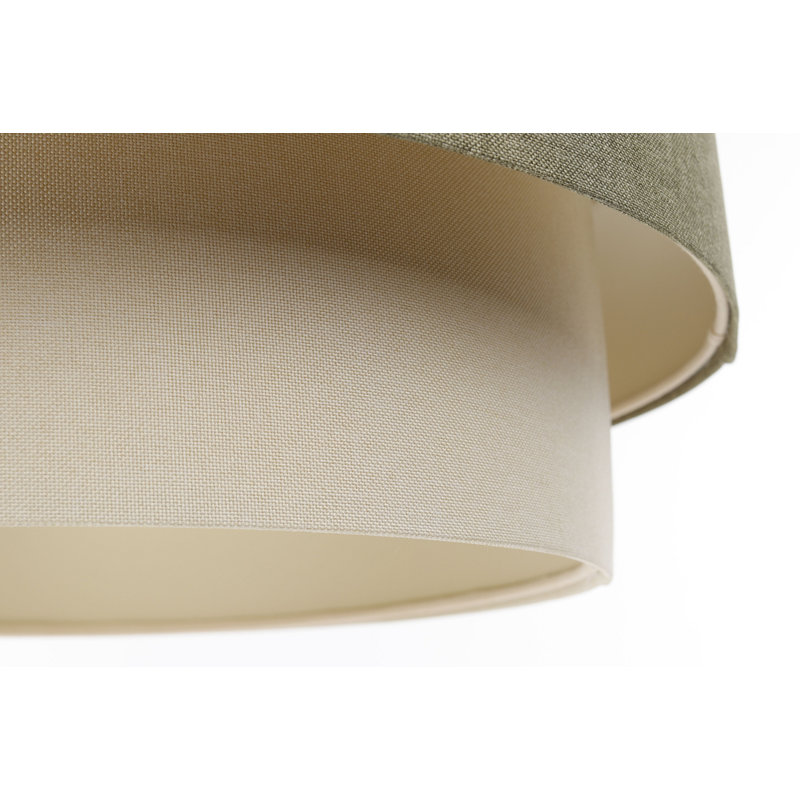 Zygi 1 - Light Cream Drum Pendant, Green Olive/Beige