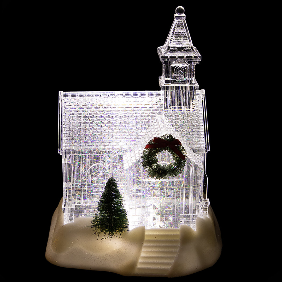 9" LED Lighted Icy Crystal Glitter Snow Globe Christmas House Northlight Seasonal