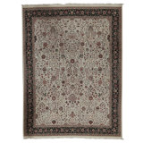 Hand Knotted Wool Oriental Area Rug in Ivory And Green