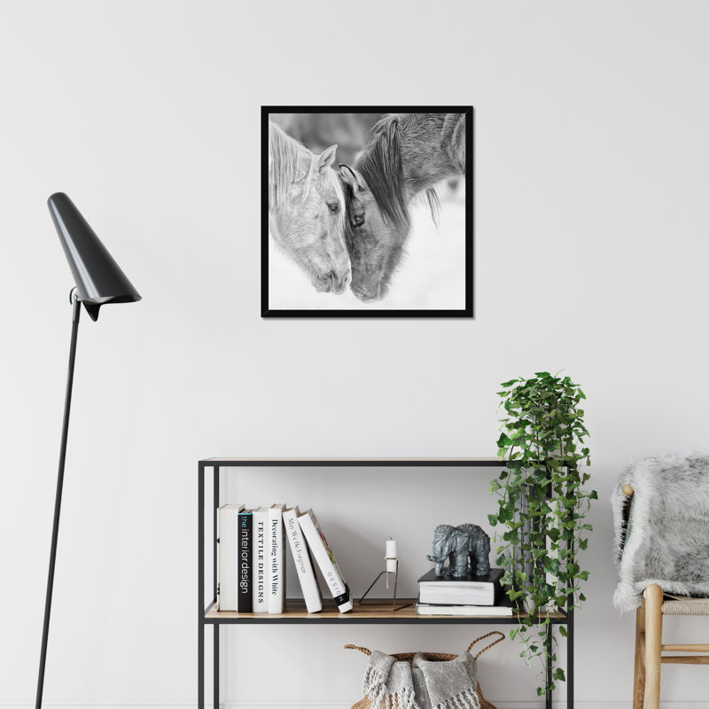 B&W Horses VII by PHBurchett - Print, 55cm H x 55cm W, Black Framed Paper Print