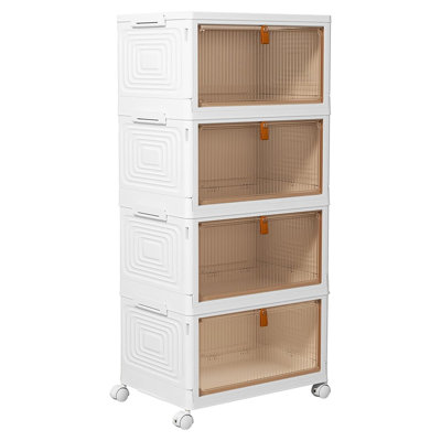 4 Tier Plastic Storage Bins With Lids 23QT, Stackable Storage Containers With Wheels, Folding Storage Boxes, Collapsible Storage Bins, Closet Organize -  Rebrilliant, 6496F0B414F34DCE9400DCC68DE29792