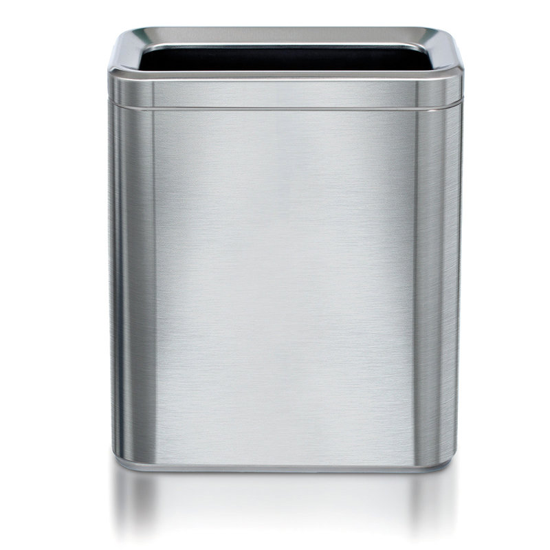Slim Stainless Steel Rectangular Trash Can with Removable Bucket