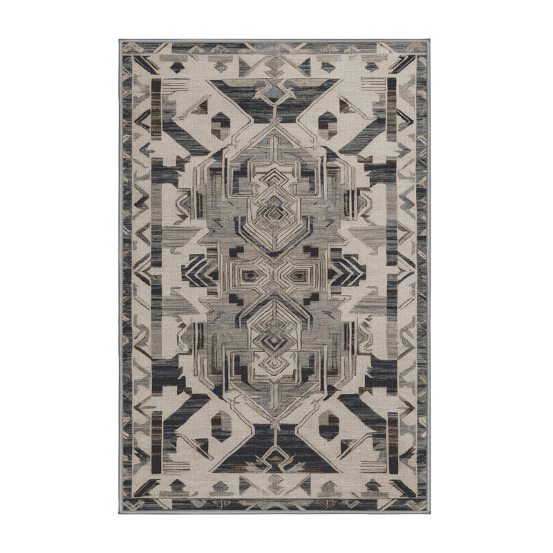 Tapis turc gris lavable à la machine, Rectangulaire 2 pi x 3 pi