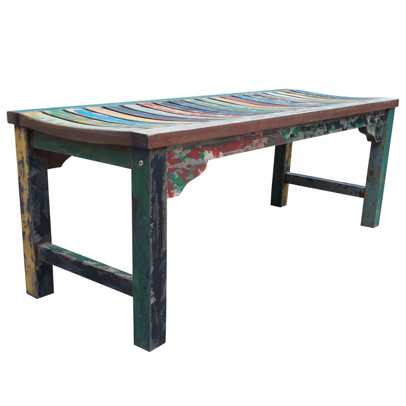 Banc en bois de teck recyclé sans dossier Bowley, H 18 po x l 48 po x P 18 po