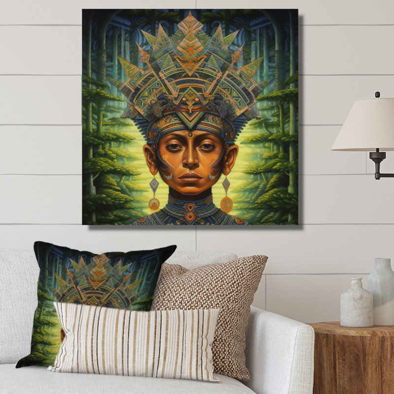 Indigène chaman Amazon Sagesse sur toile, H 24 po x l 24 po x P 1 po, Toile tendue