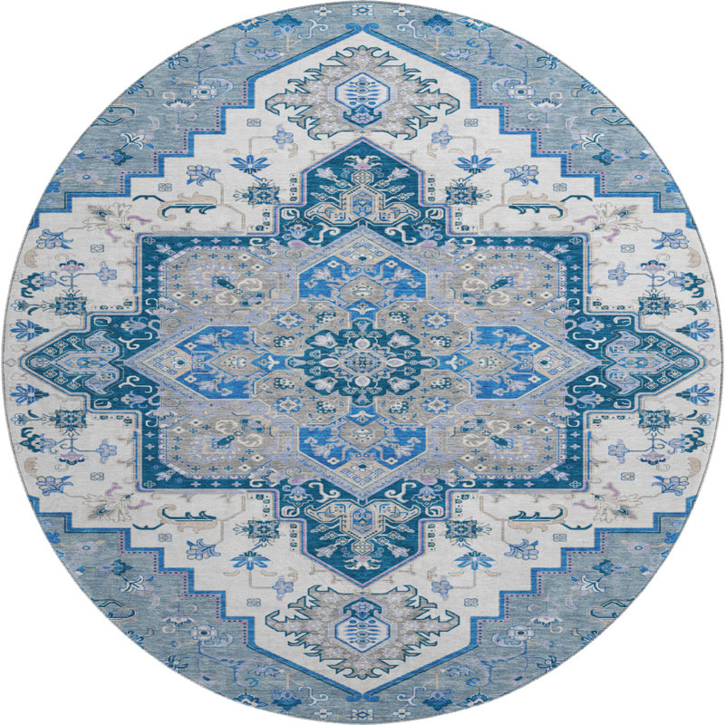 Premium Machine Washable Cossette AMF1036 Oriental Rug, Round 8'
