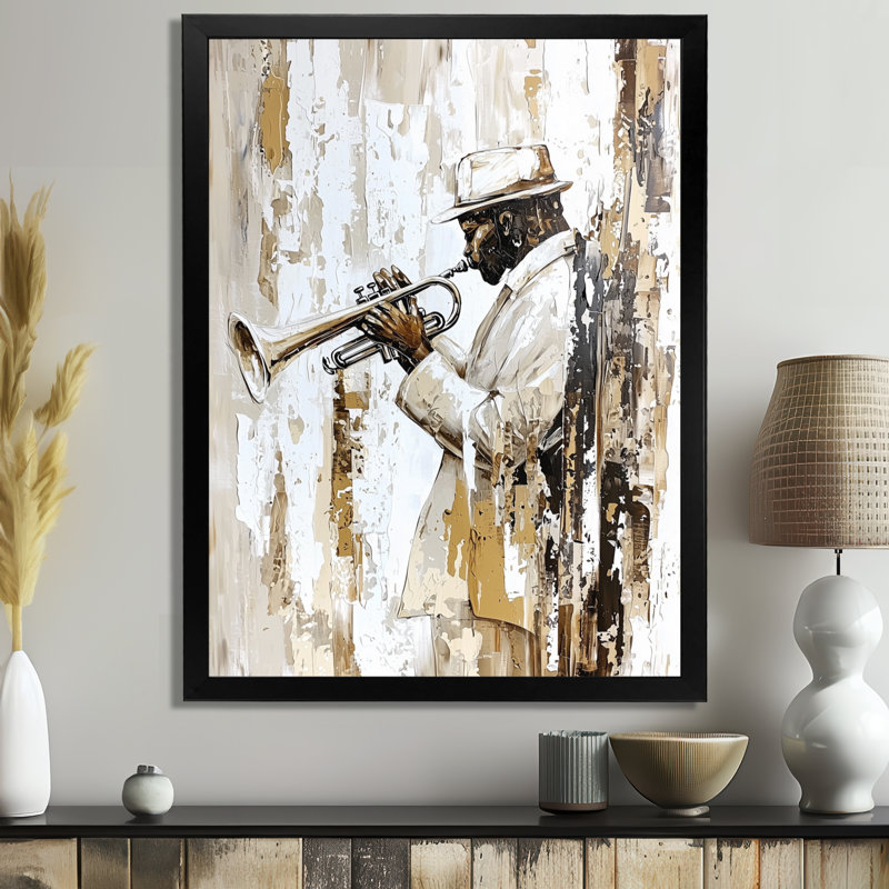 Décoration murale Jazz Trumpeter In The Spotlight II - Music Jazz, H 20 po x l 12 po, Black