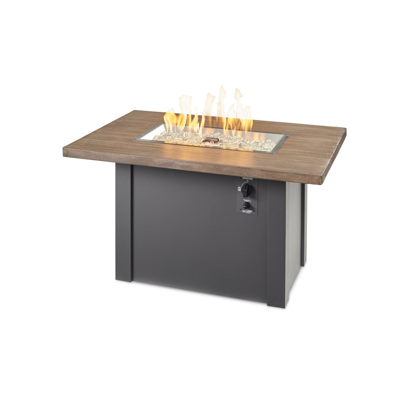 Havenwood Rectangle Smokeless Fire Pit Table with Hidden Fuel Tank, Gray