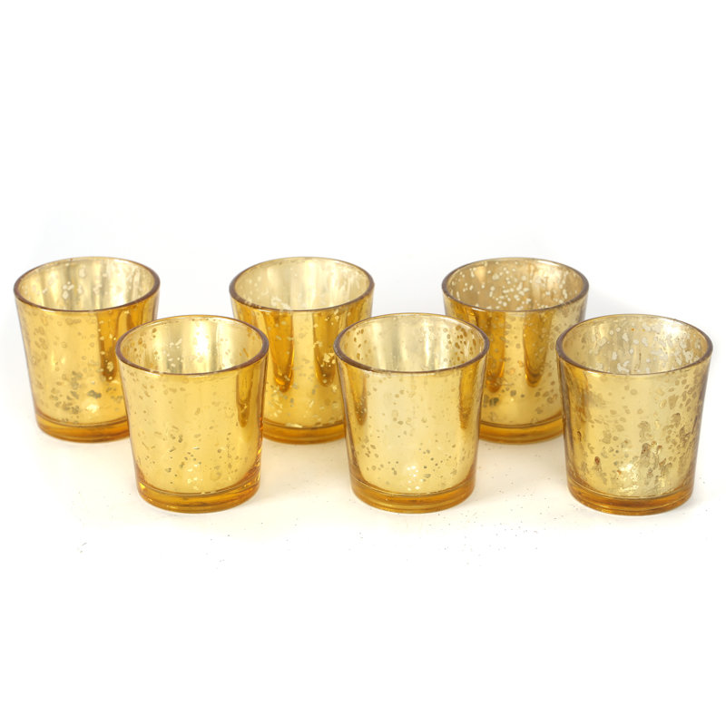 Porte-votive en verre, Or, H 2,5 po x l 2,25 po x P 2,25 po