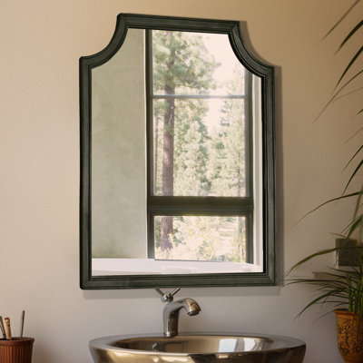 Wood Frame Accent Wall Mirror for Bathroom Bedroom