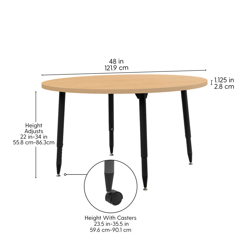 Table d'activité 48 po Adapte, 48 po x 36 po, Grain d'érable / noir