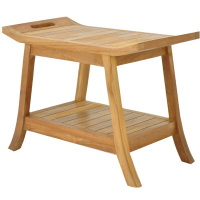 Spateak Grade-A Teak Wood Adelaide Shower Seat 24" Outdoor Patio Stool Bench