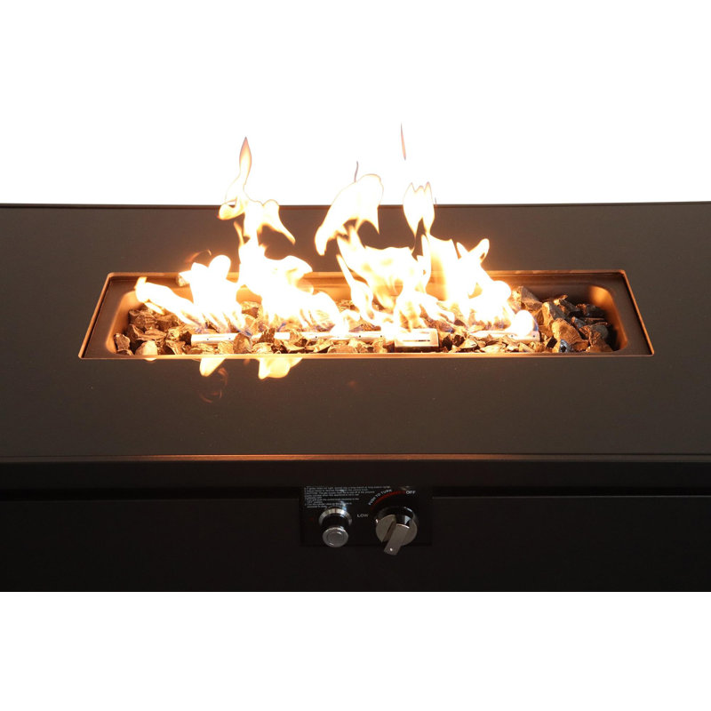 43" Smoked Glass Metal Rectangle Fire Pit