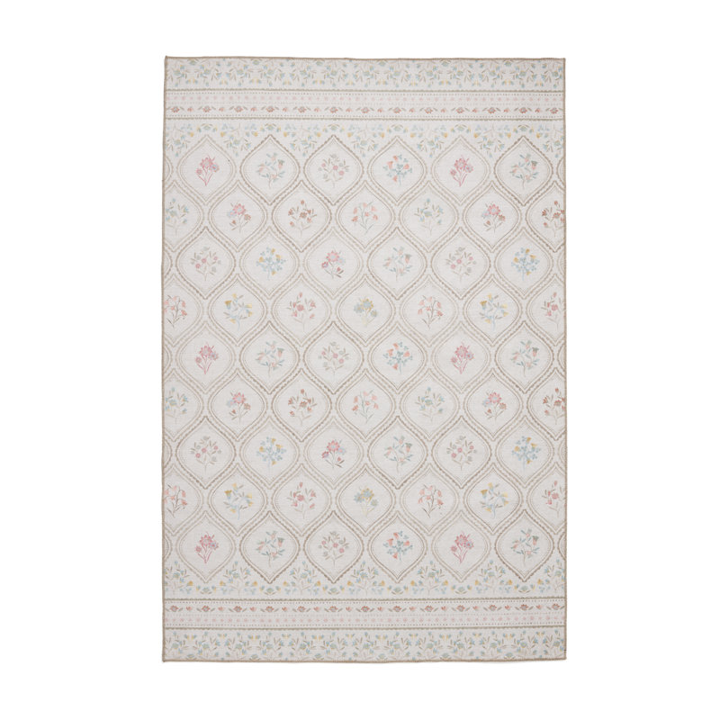 Floral Digitally Printed 122cm X 170cm Area Rug, Cream, Rectangle 152 x 230 cm