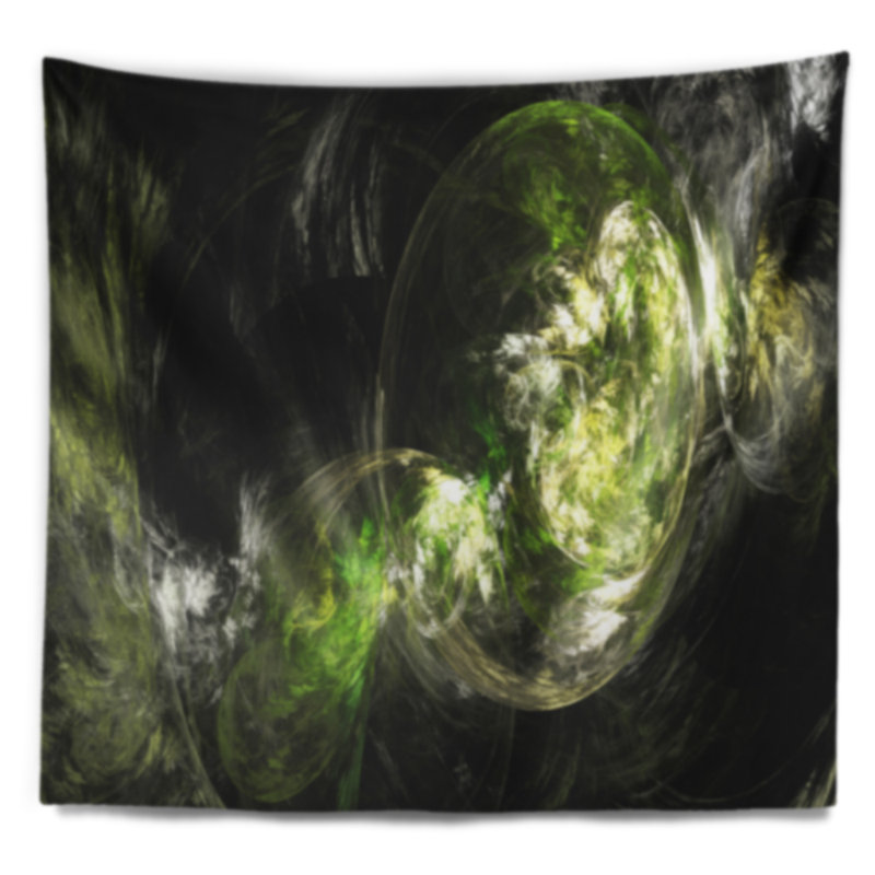 Tapisserie abstraite fumée verte, H 50 po x l 60 po