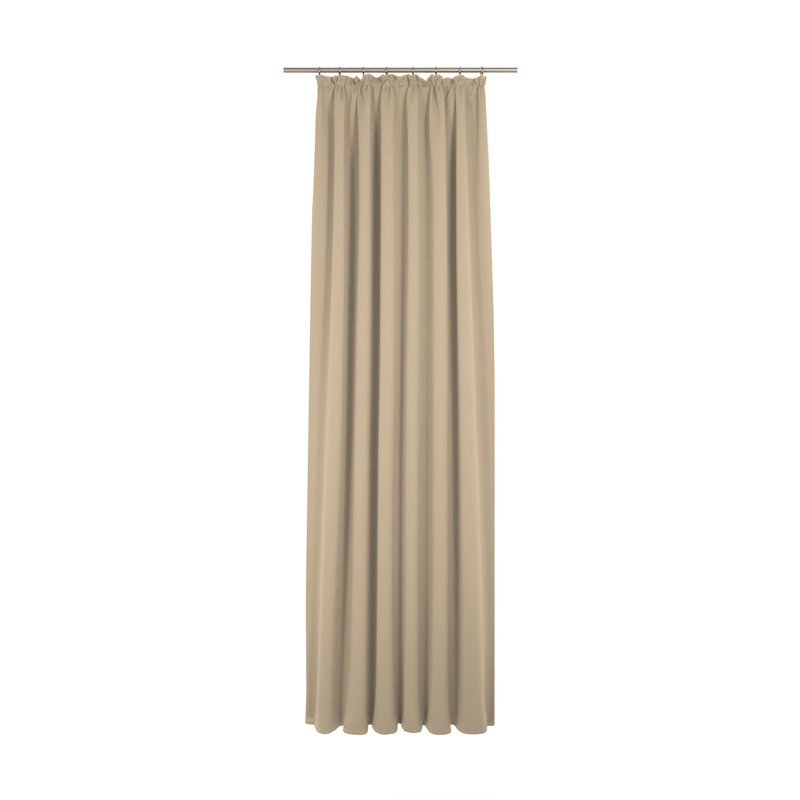 Uni Collection Light 100% Cotton Opaque Pinch Pleat Single Curtain Panel, 142cm wide x 295cm high, Beige
