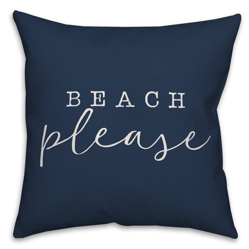Textual Outdoor Throw Pillow, 20" H x 20" W, Navy
