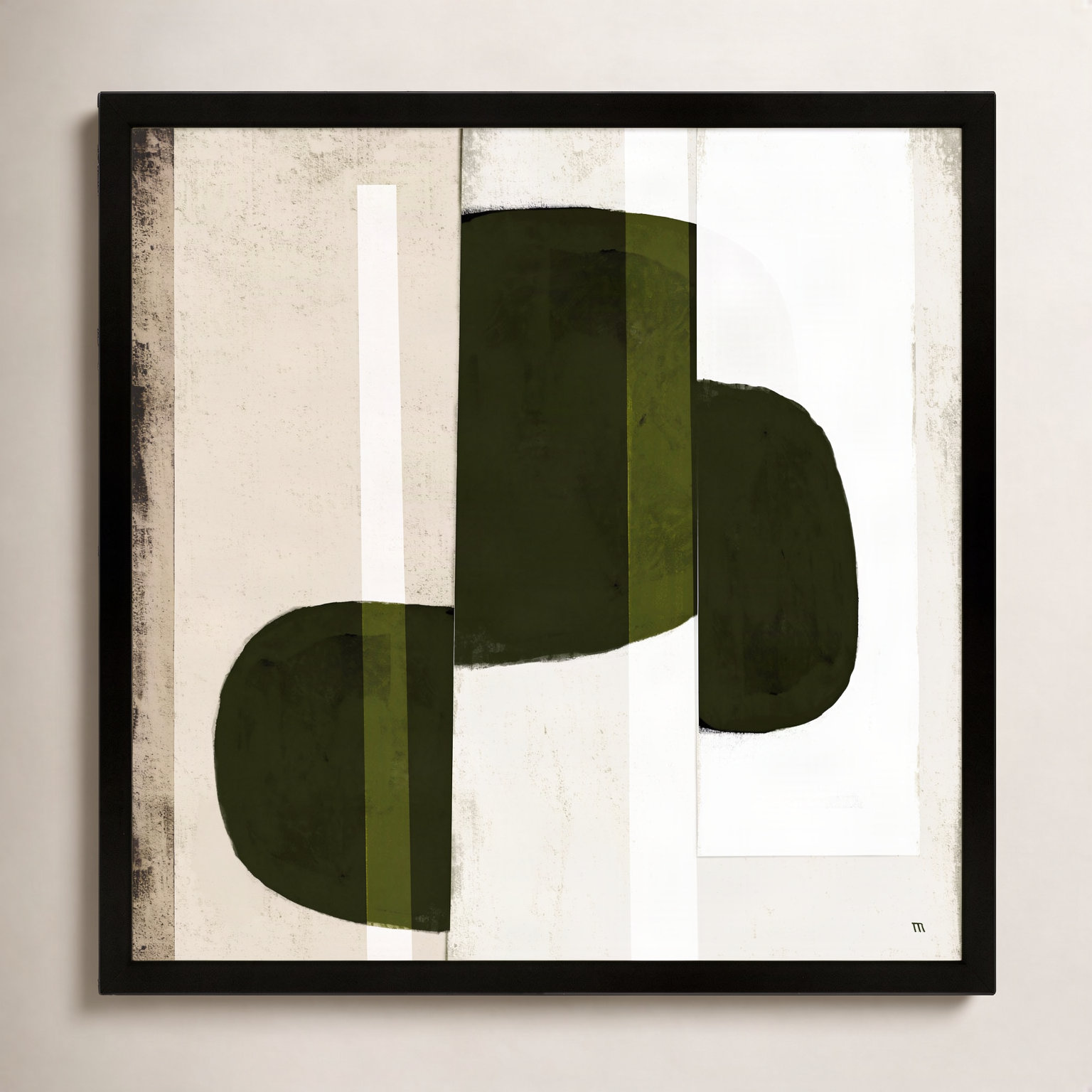 Collage 2 Painting, Black Framed Paper, 30" H x 30" W x 1.25" D